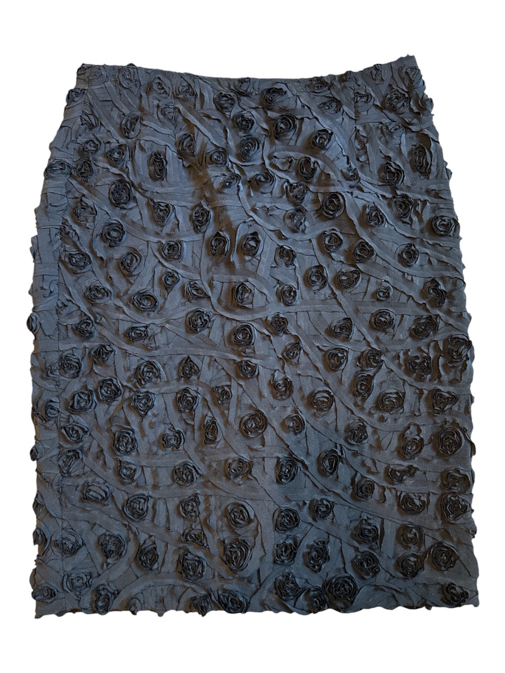 Helios Luna 100% Silk Rosette Pencil Skirt Black Floral Textured Size 4 - Picture 3 of 4